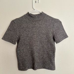 Zara Mock Neck Short Sleeve Sweater Top